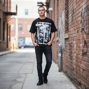 Vintage Y2K Lot29 Cartoon Character T Shirt Black Graphic Print Size 2XL - NEW